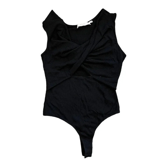 Astr Black Montrose Off Shoulder Cut Out Bodysuit L - Picture 2 of 6